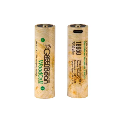 Аккумулятор GreenBean WoodCell 18650 зарядка USB-C (набор 2 шт)